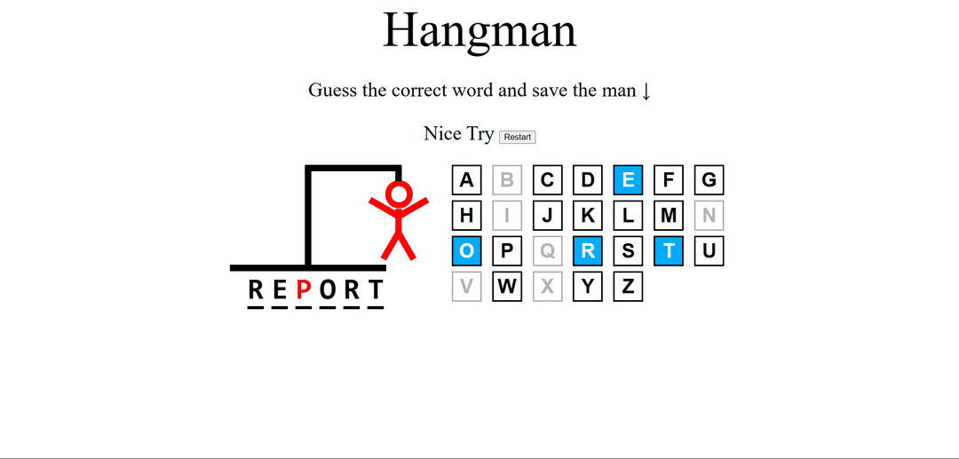Hangman game screenshot